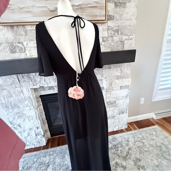 Show Me Your Mumu Faye Flutter Maxi Dress Black | Wedding | Small NWT - Picture 4 of 9